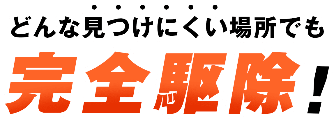 どんな見つけにくい場所でも完全駆除！