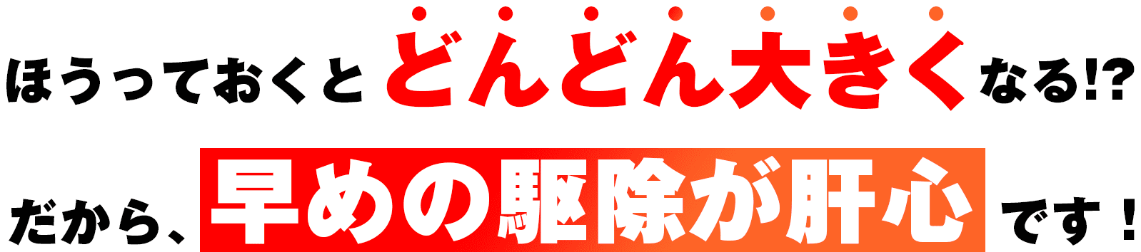 ほうっておくとどんどん大きくなる！？ だから、早めの駆除が肝心です！